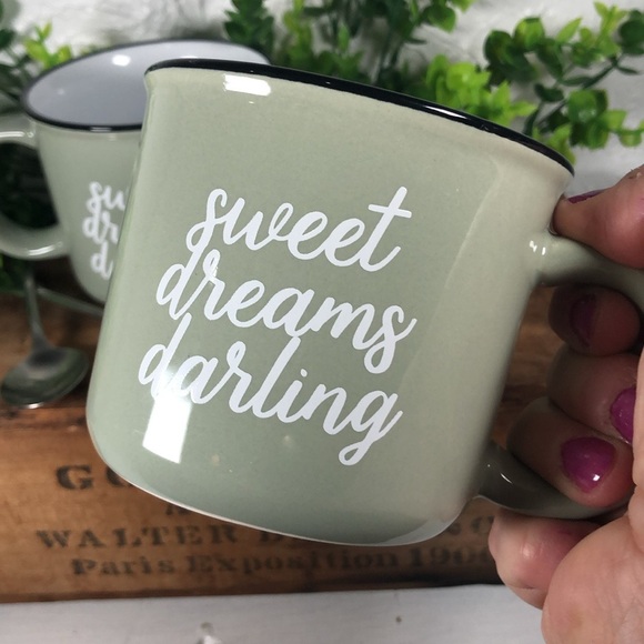 Sweet Dreams Darling Stoneware 14oz Mugs By Threshold Coffee Tea Cocoa Mugs NWT - Picture 2 of 16
